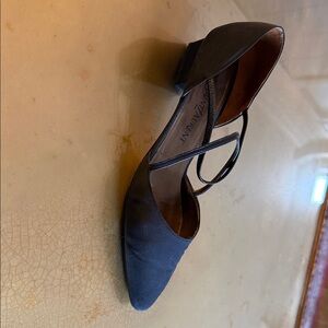 Yves Saint Laurent Black Crepe Slingback Low Heel